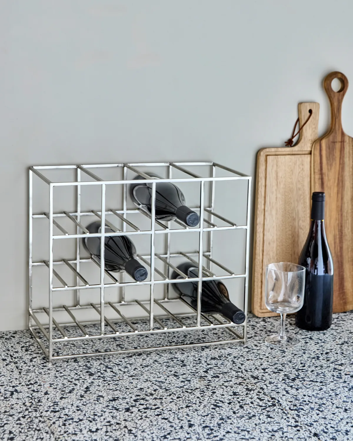 House Doctor wine rack 12 bottles 41x35 cm, Silver finish House Doctor