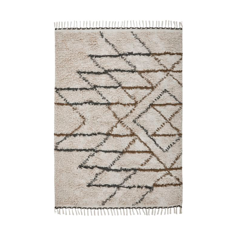House Doctor Indi rug Off white, 140x200 cm | Scandinavian Design | Fringe & Deep pile rugs | White