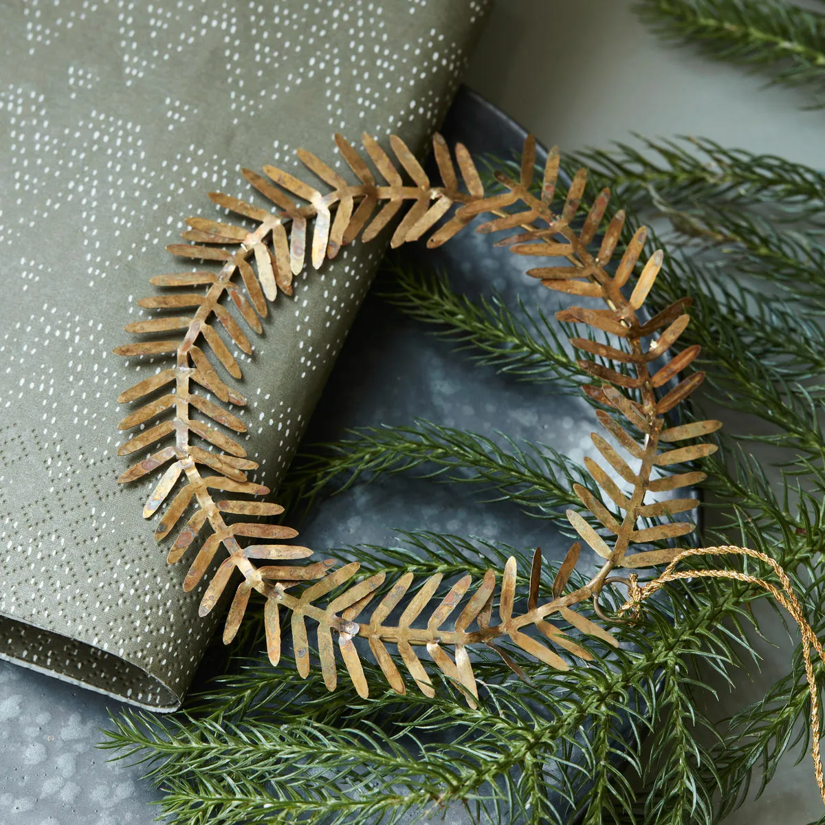 Lamet hanging decoration wreath, brass House Doctor