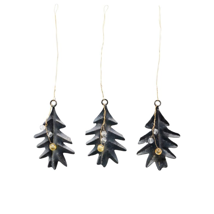 Leaf & Beads Christmas ornament black 3-pack - 7.3 cm - House Doctor