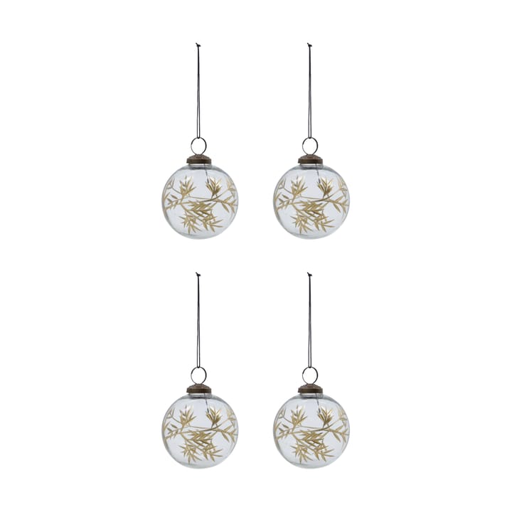 Leaf Christmas tree ornament Ø7.5 cm 4-pack - Clear gold - House Doctor