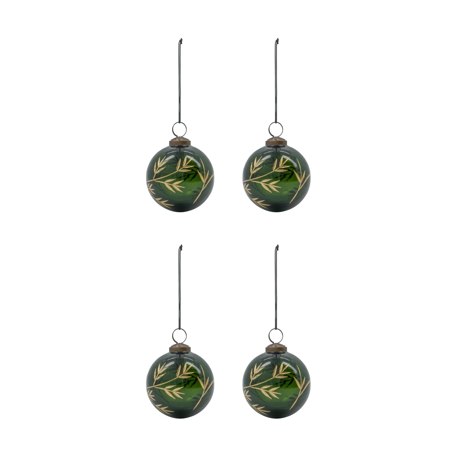 Leaf Christmas tree ornament Ø7.5 cm 4-pack, Green-gold House Doctor