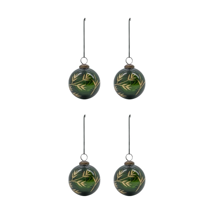 Leaf Christmas tree ornament Ø7.5 cm 4-pack - Green-gold - House Doctor