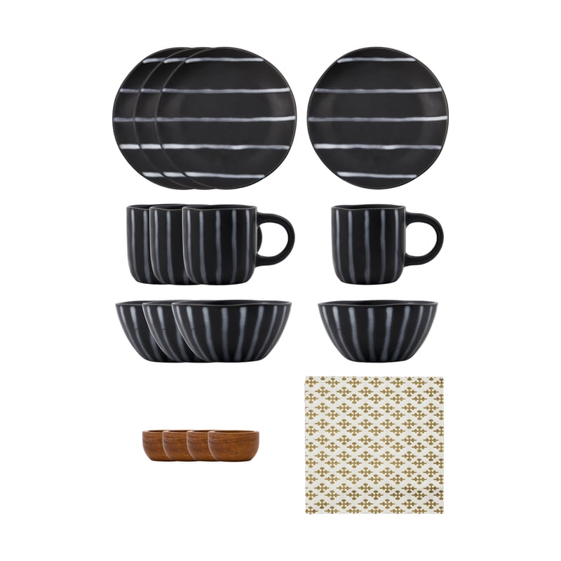 House Doctor Line brunch set 16 pieces Black-brown
