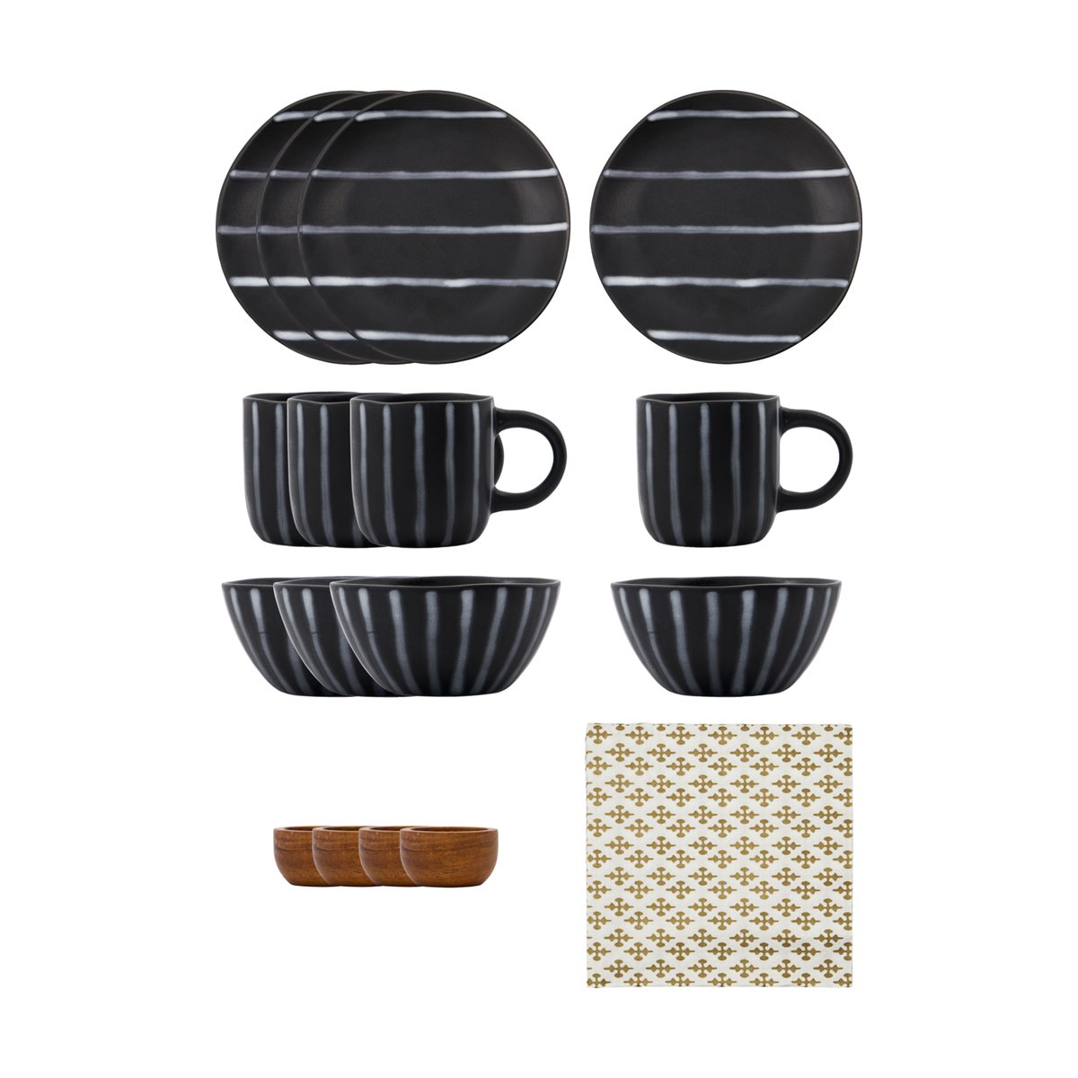 House Doctor Line brunch set 16 pieces Black-brown