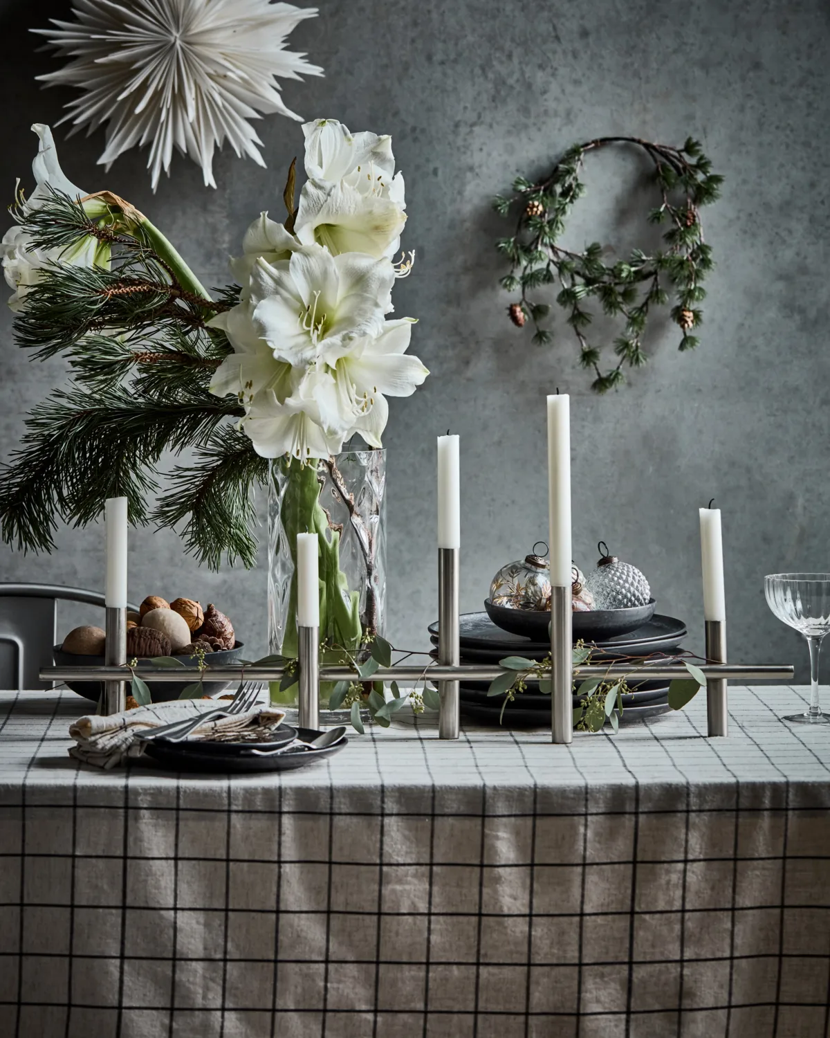 Maxi candlestick 80 cm, Antique silver House Doctor