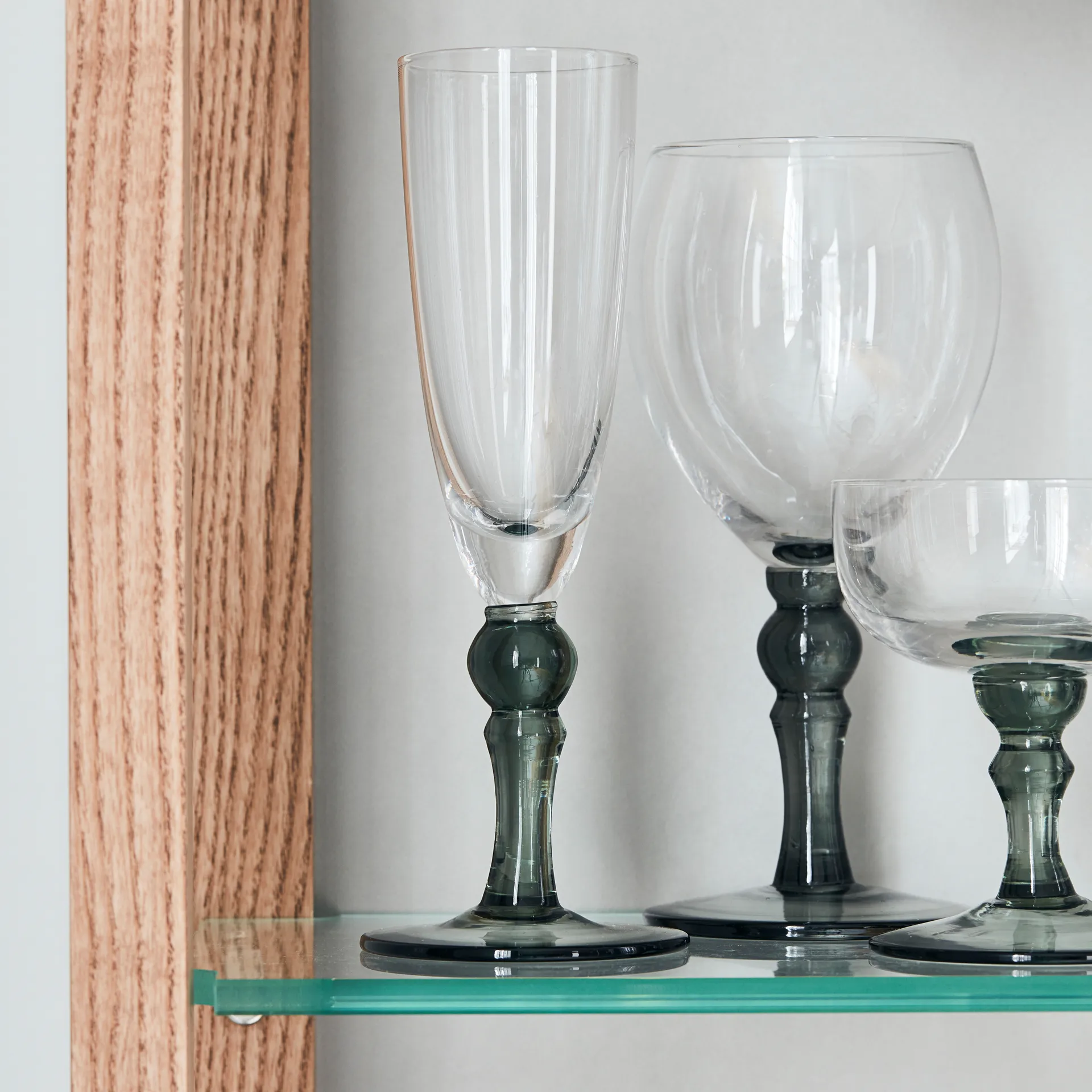 Meyer champagne glass 25 cl, clear-grey House Doctor