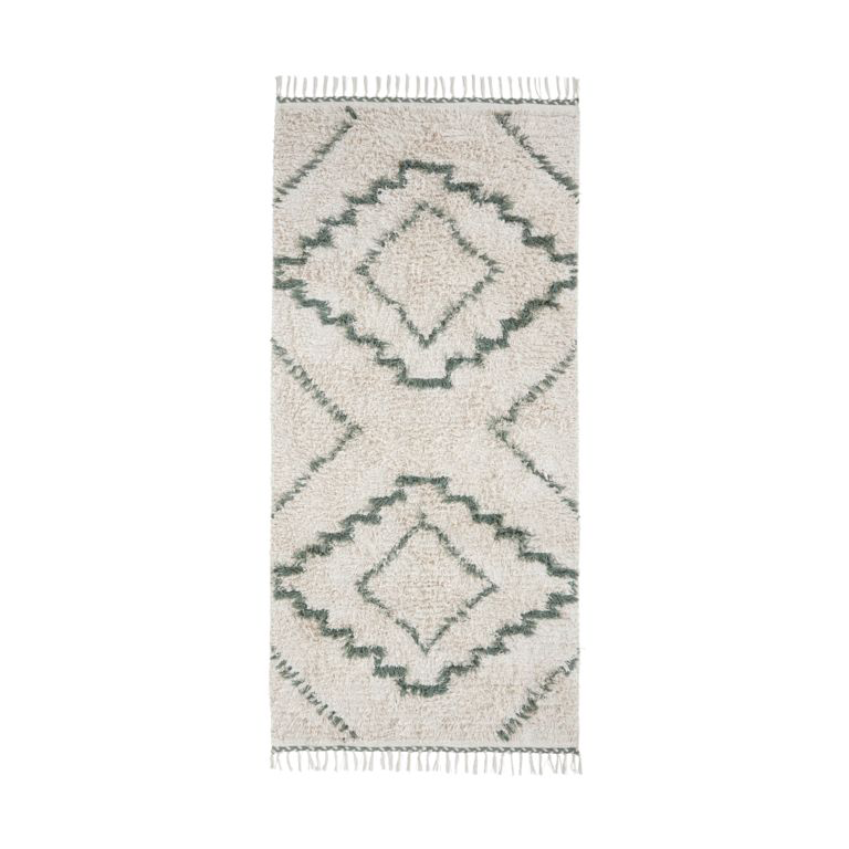 House Doctor Minis hallway runner 90x200 cm Green | Scandinavian Design | Fringe & Deep pile rugs | Green