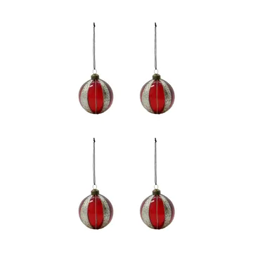 Multicolored Christmas ornament Ø8 cm 4-pack - Wine Red - House Doctor
