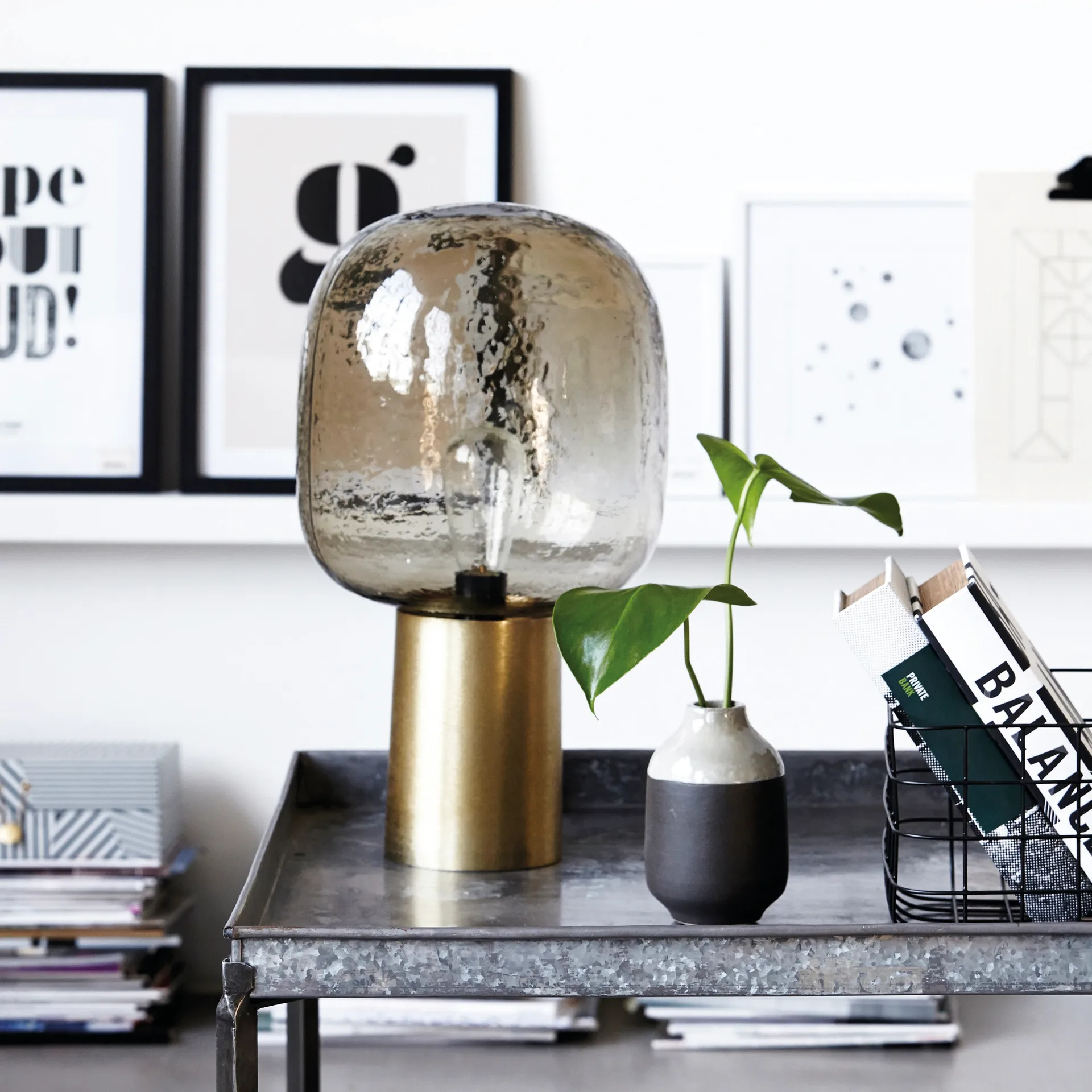 Note table lamp, grey-brass House Doctor