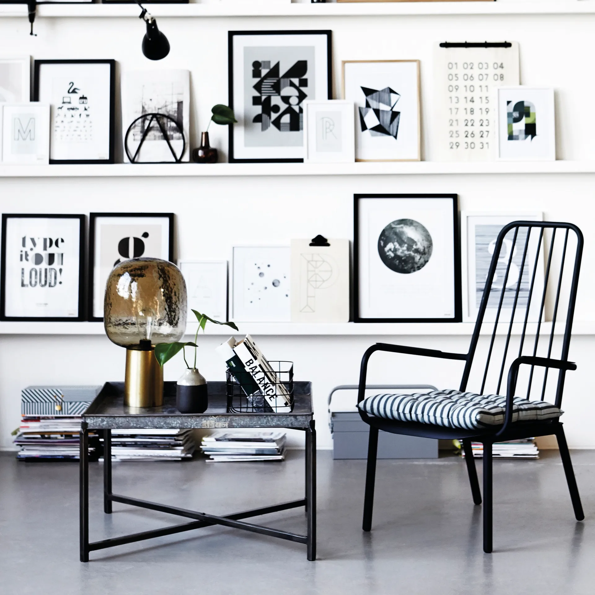 Note table lamp, grey-brass House Doctor