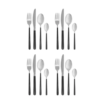 Ox cutlery set 16 pieces - Black-silver - House Doctor