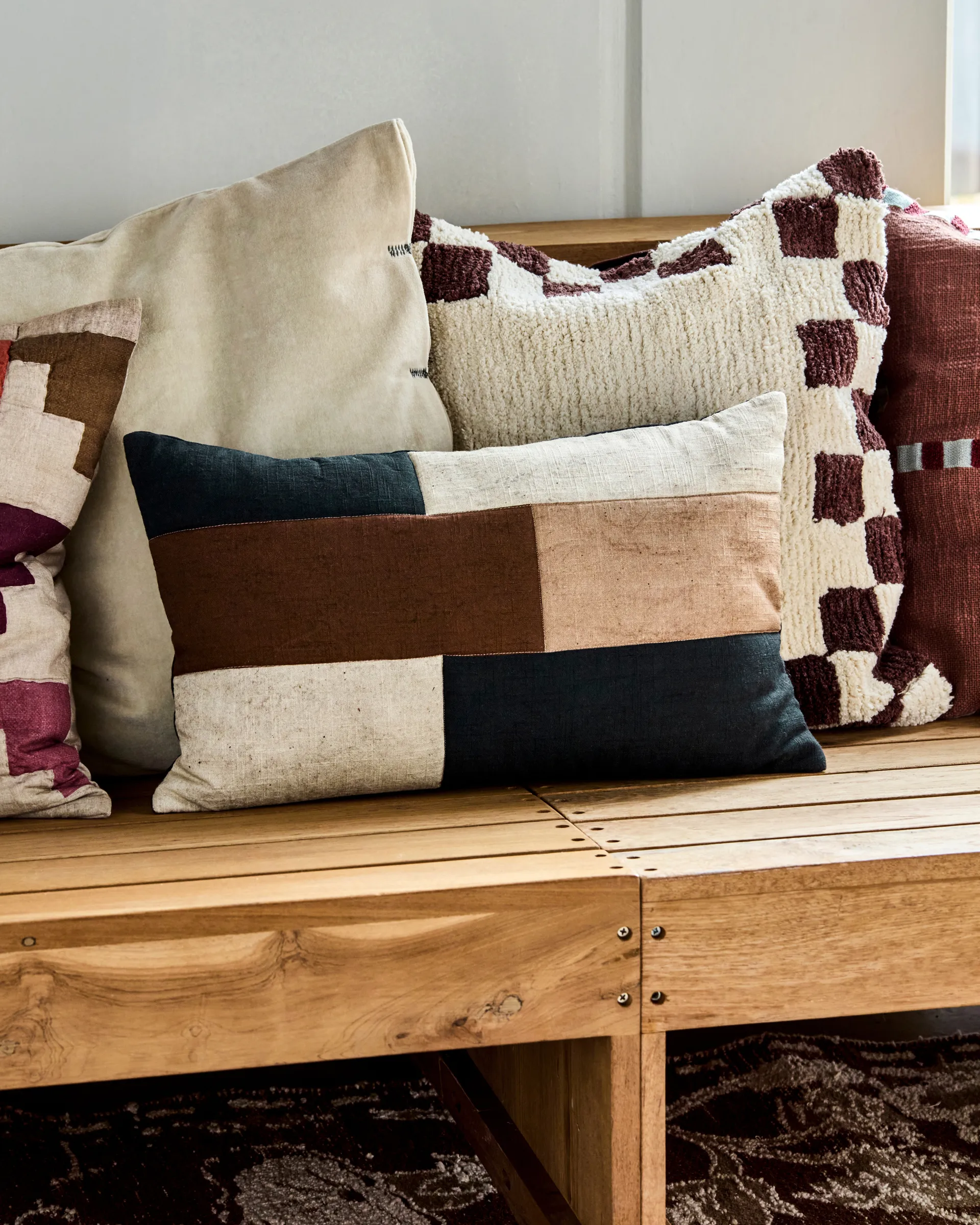 Patch cushion cover 30x50 cm, Black-sand-brown House Doctor