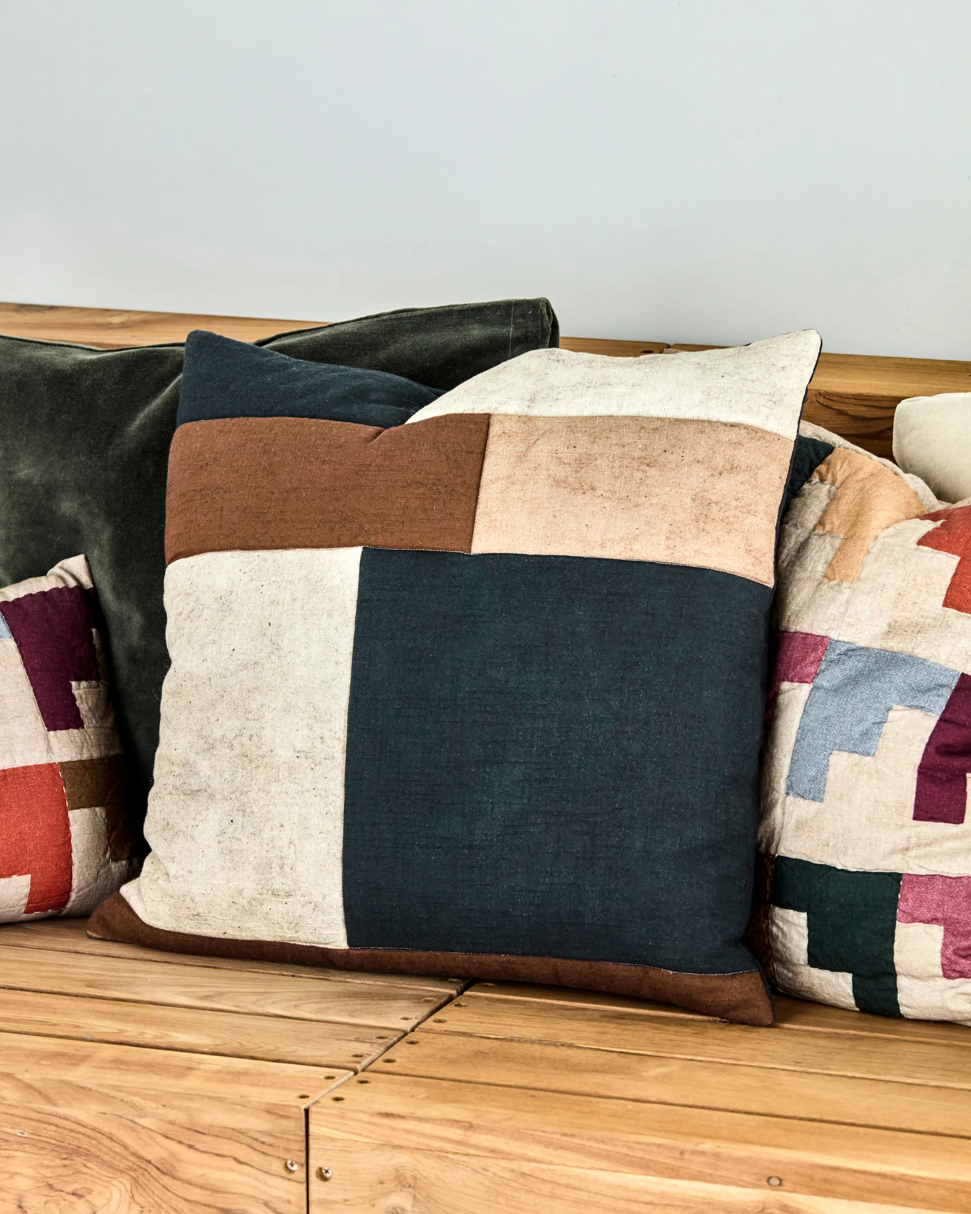 Patch cushion cover 50x50 cm, Black-sand-brown House Doctor