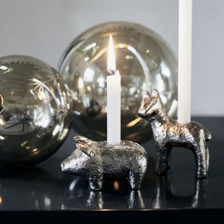 Pig candle stick 5 cm, Antique silver House Doctor