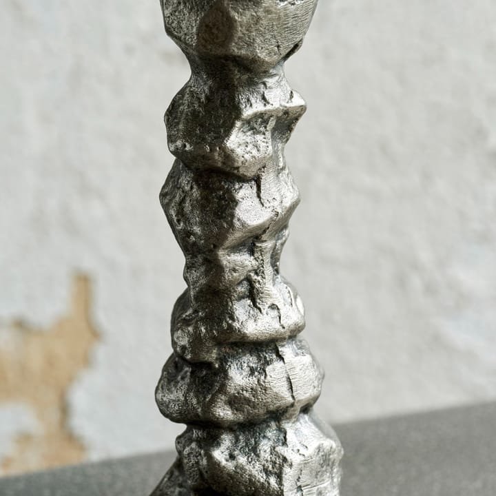 Raku candlestick antique silver - 20 cm - House Doctor