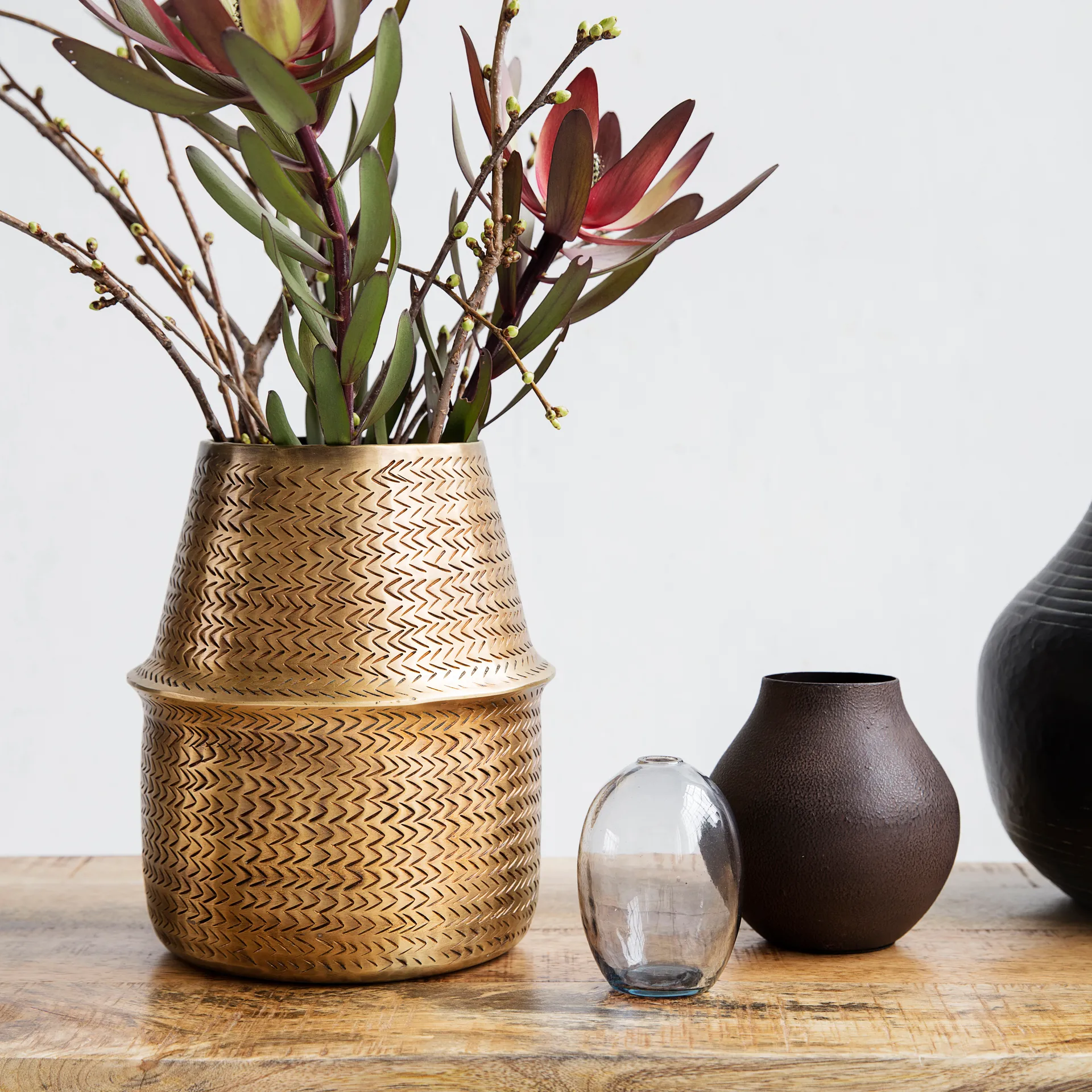 Rattan flower pot Ø19 cm, brass House Doctor