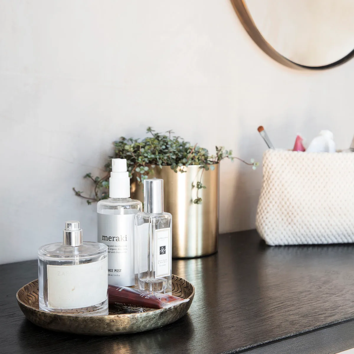 Rattan tray brass finish, 16 cm House Doctor