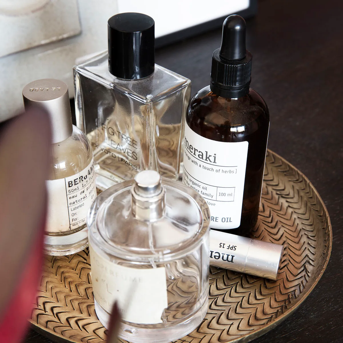 Rattan tray brass finish, 20 cm House Doctor