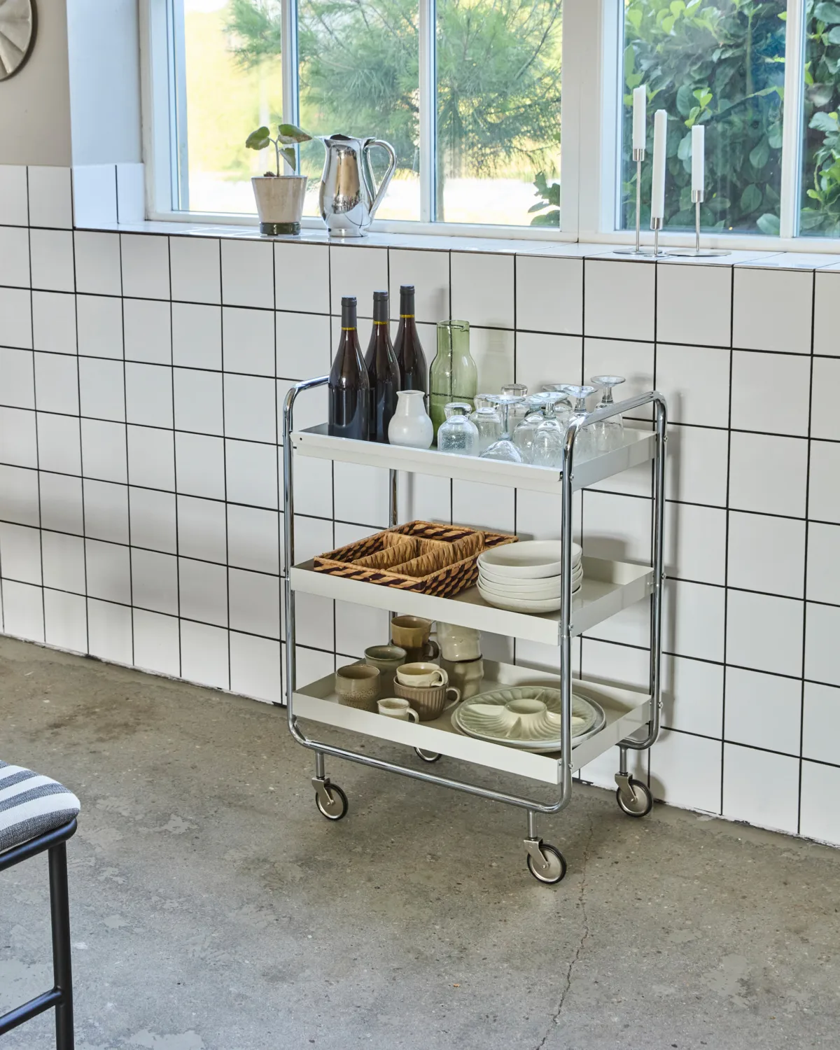 Roll serving trolley, Off-white-crome House Doctor