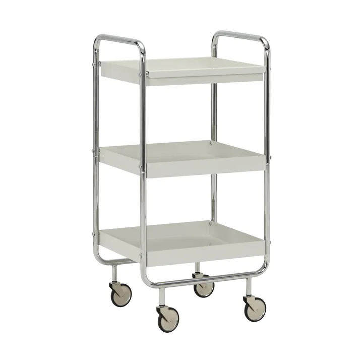 Roll trolley with removable tray - Off-white-chrome - House Doctor