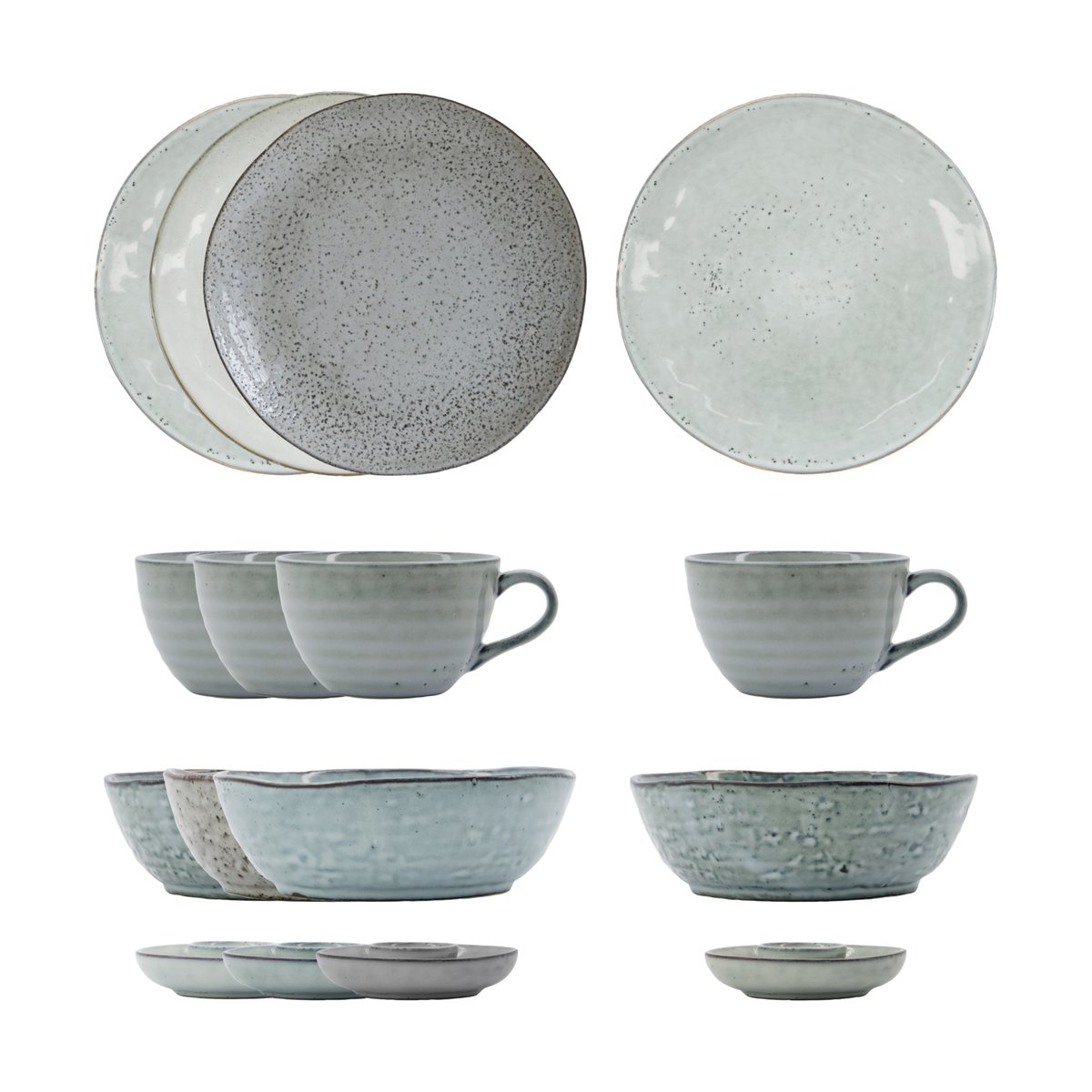 House Doctor Rustic brunch set 16 pieces Gray-blue