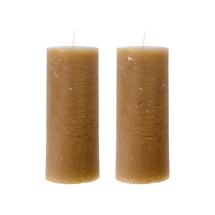 Rustic Wax block candle 15 cm 2-pack - Camel - House Doctor