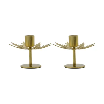Snowflake candle holder 2-pack - Antique brass color - House Doctor