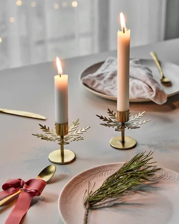 Snowflake candle holder 2-pack - Antique brass color - House Doctor