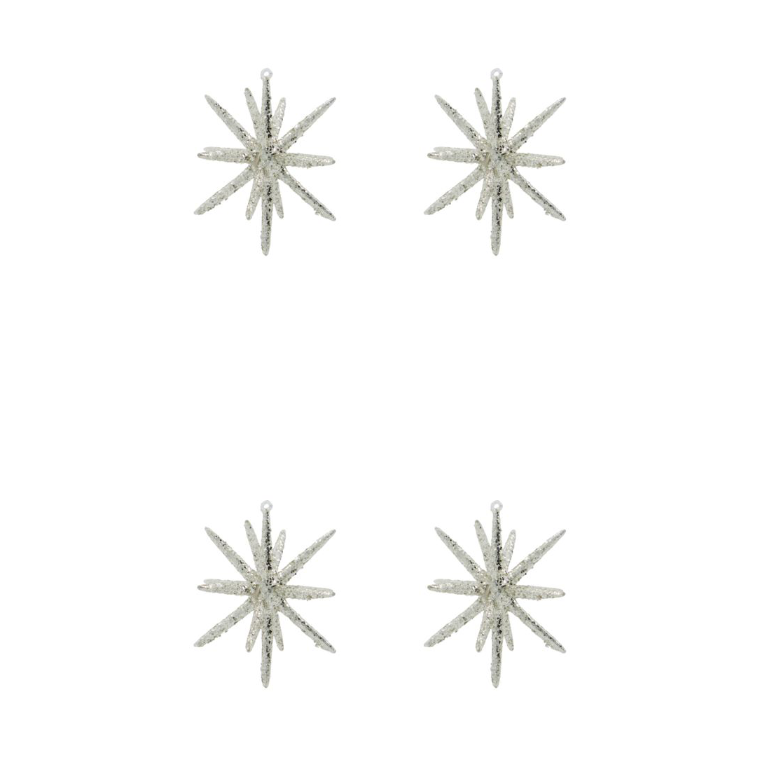 House Doctor Spike Christmas tree star o12 cm 4-pack Silver brass glitter