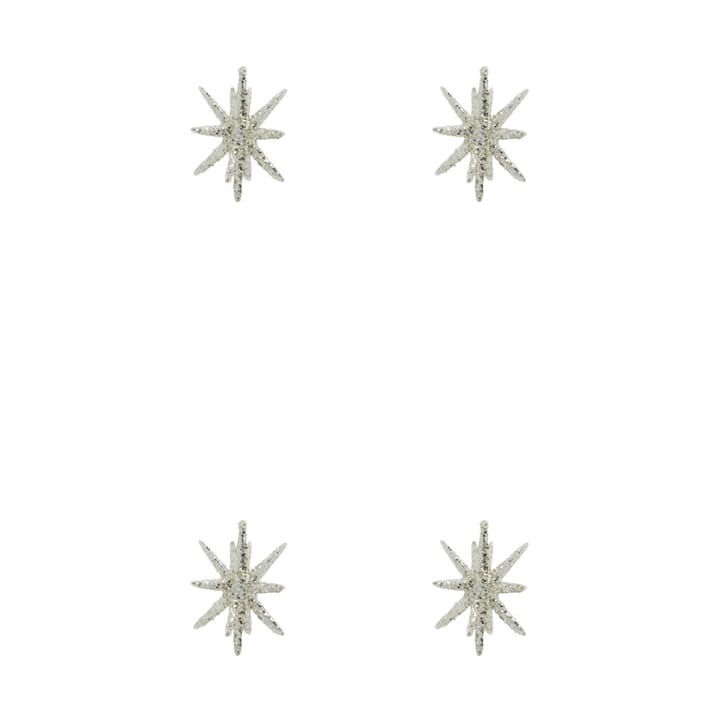 Spike Christmas tree star Ø7.5 cm 4-pack, Silver brass glitter House Doctor
