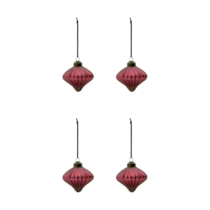 Spin Christmas ornament 4-pack - Dusty red - House Doctor