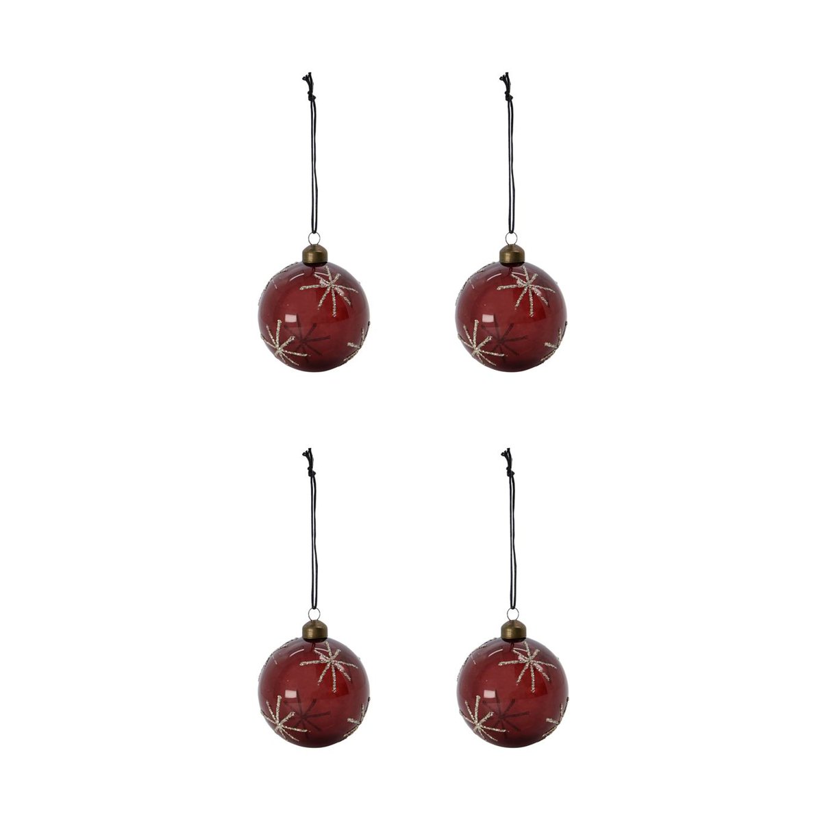 House Doctor Star Christmas bauble o8 cm 4-pack Bordeaux