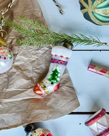 Stok Christmas stocking ornament, 4-pack - Red, white - House Doctor