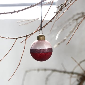 Stripe Christmas Bauble Ø8 cm - Pink-red - House Doctor