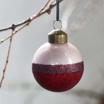Stripe Christmas Bauble Ø8 cm - Pink-red - House Doctor