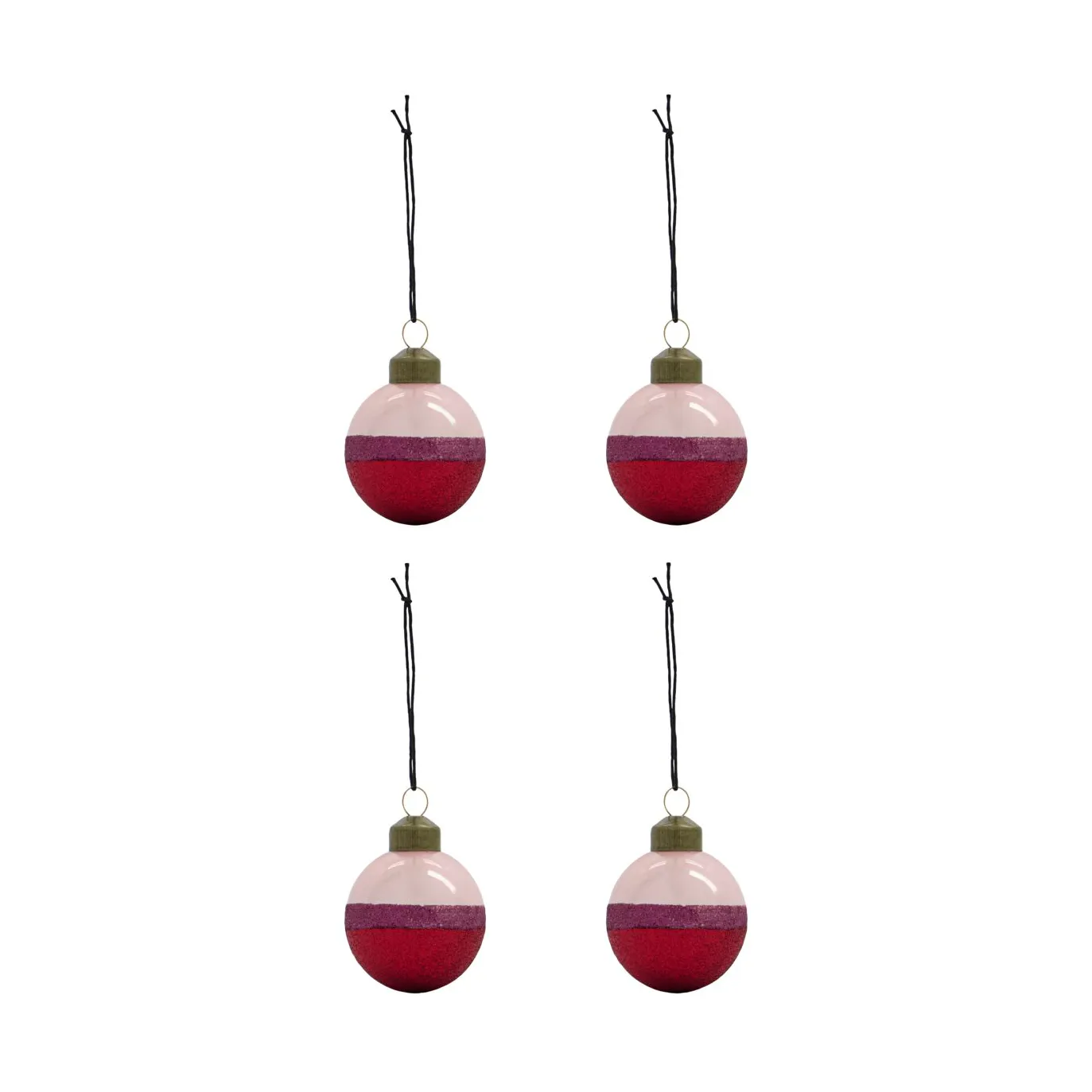 Stripe Christmas Ornament Ø8 cm 4-pack, Pink-red House Doctor