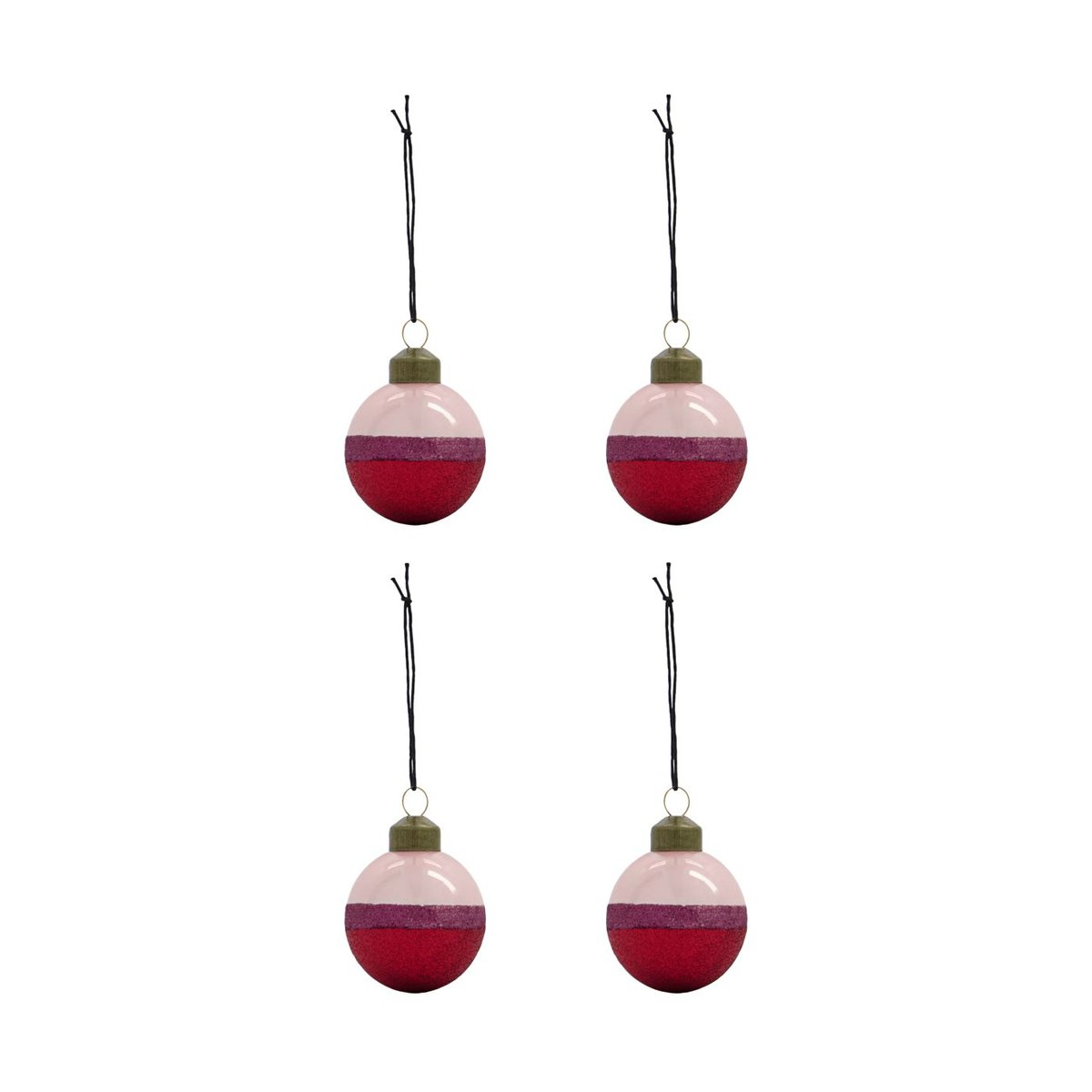 House Doctor Stripe Christmas Ornament o8 cm 4-pack Pink-red