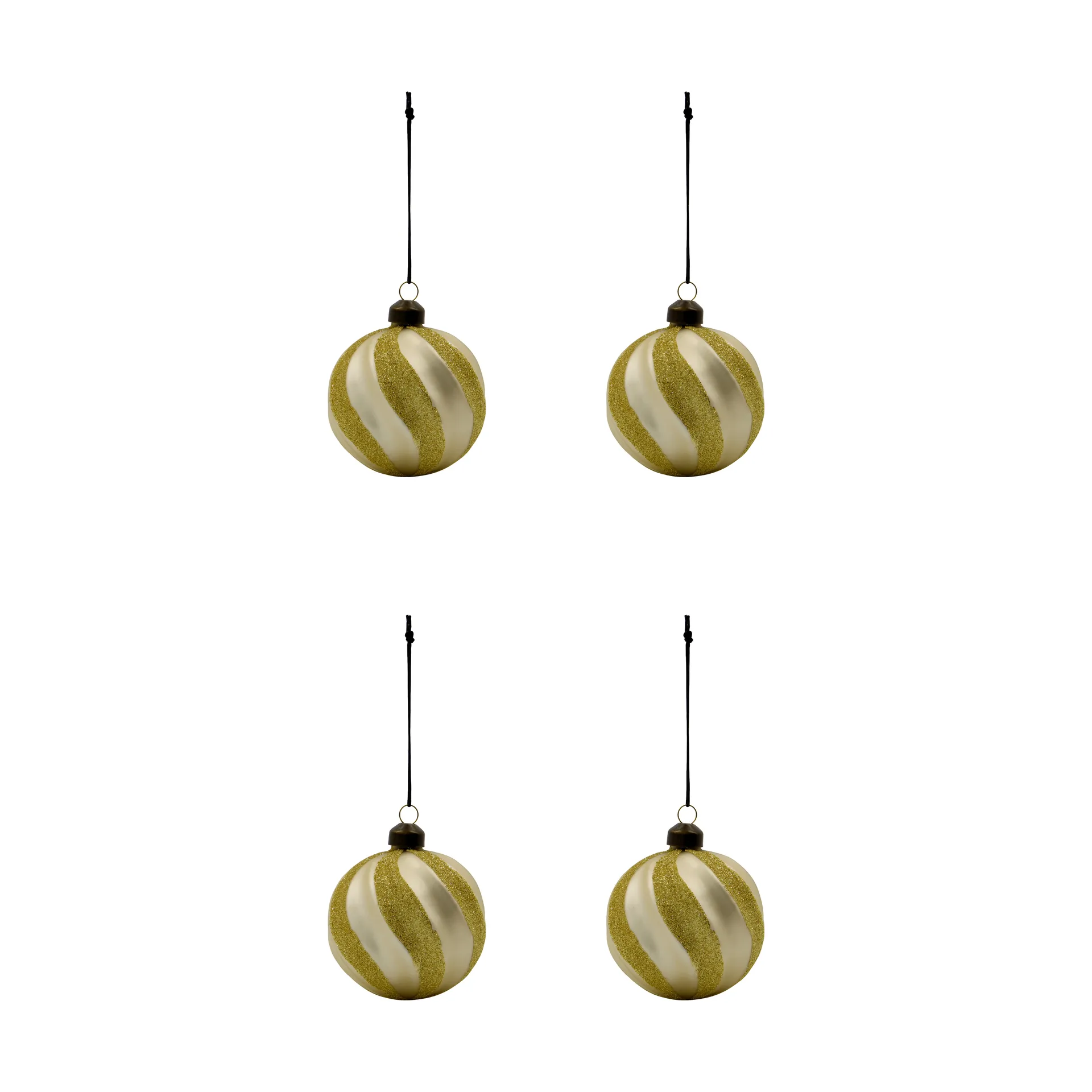 Swirl Christmas bauble 4-pack, Champagne-gold House Doctor