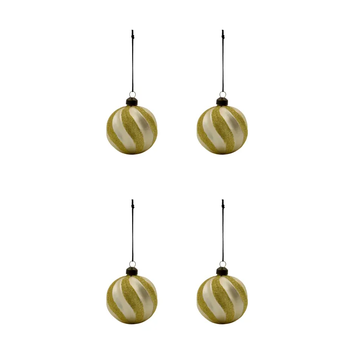Swirl Christmas bauble 4-pack - Champagne-gold - House Doctor