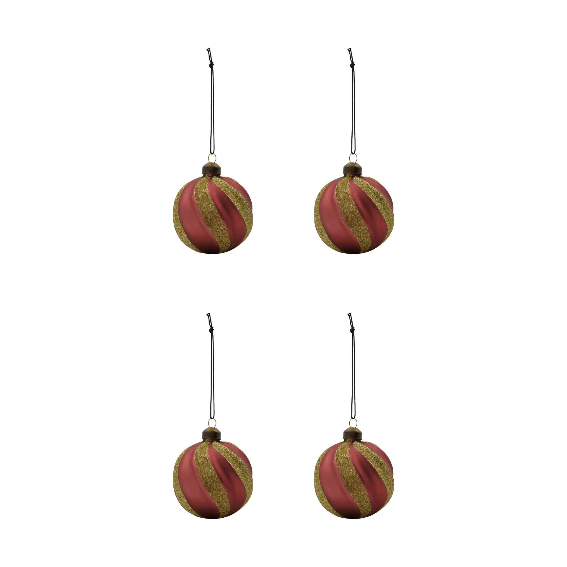 Swirl Christmas bauble 4-pack, Dusty red-gold House Doctor