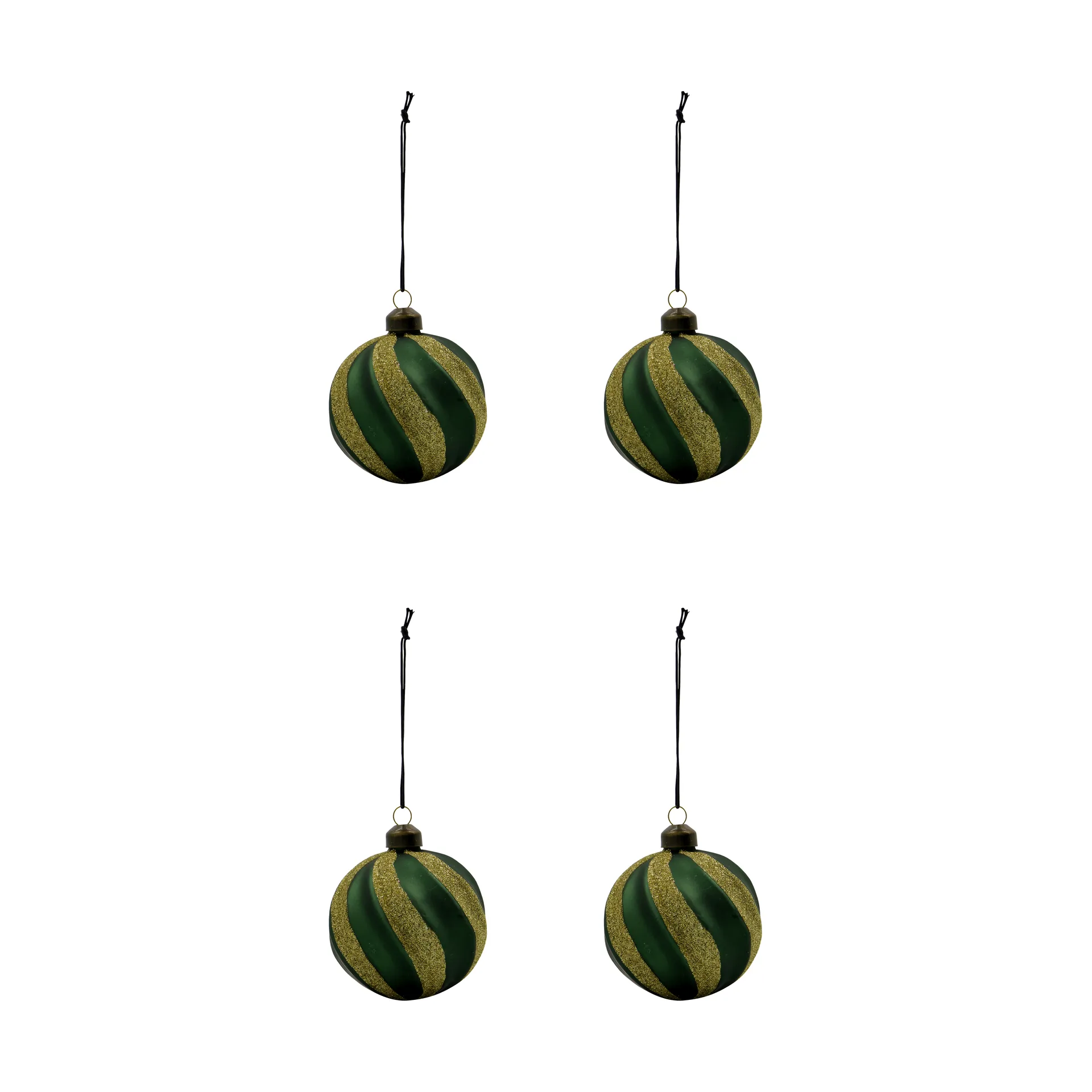 Swirl Christmas bauble 4-pack, Green-gold House Doctor
