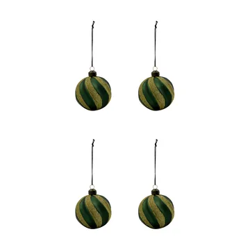 Swirl Christmas bauble 4-pack - Green-gold - House Doctor