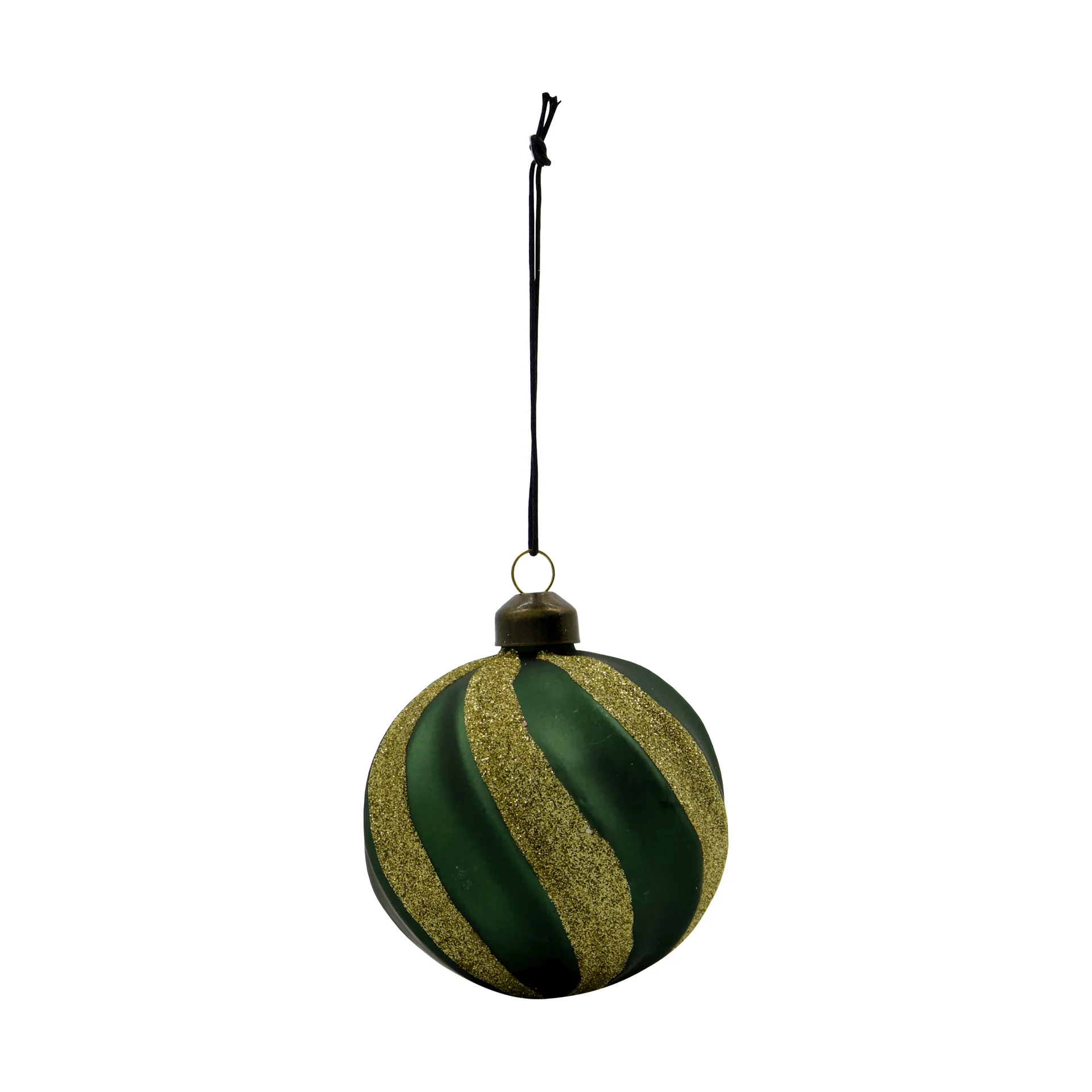 Swirl Christmas bauble 4-pack, Green-gold House Doctor