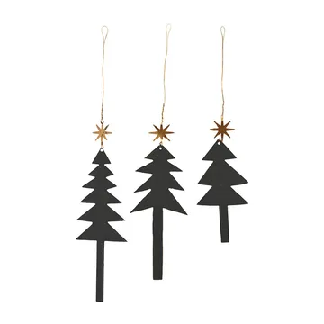 Tree with Star hanging decoration 3-pack - Black - House Doctor