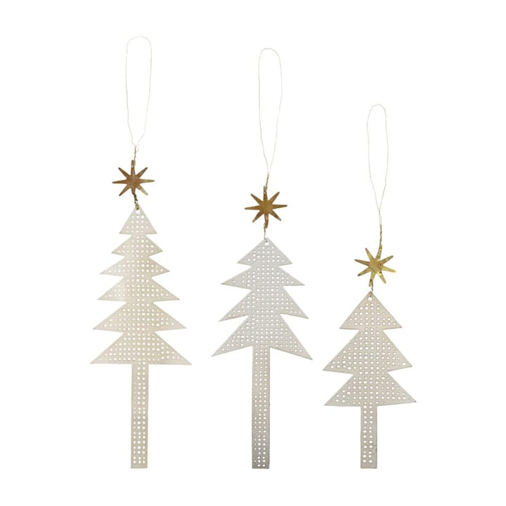 Tree with Star hanging decoration perforated 3-pack - Antique silver - House Doctor