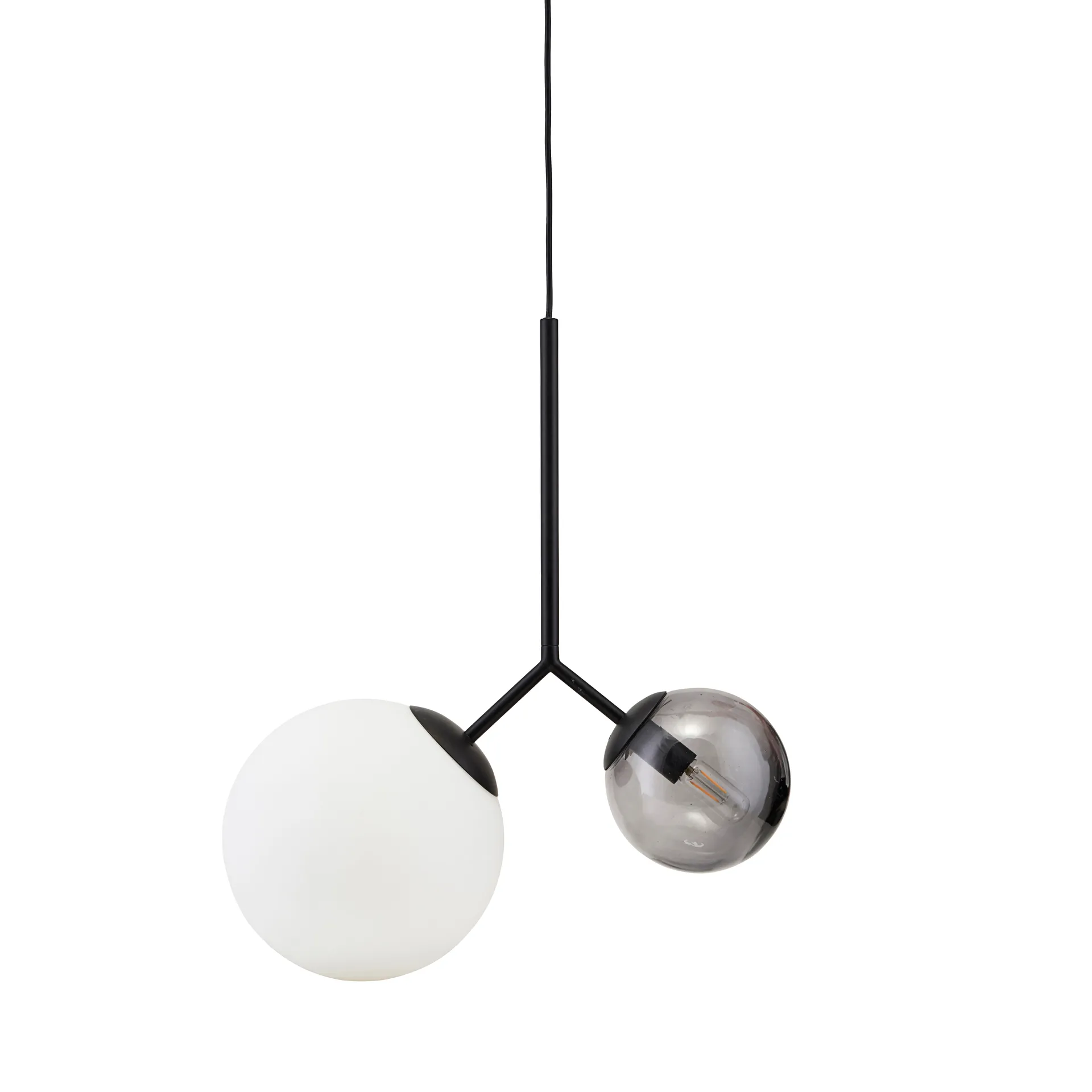Twice ceiling lamp, opal glass - black glass House Doctor