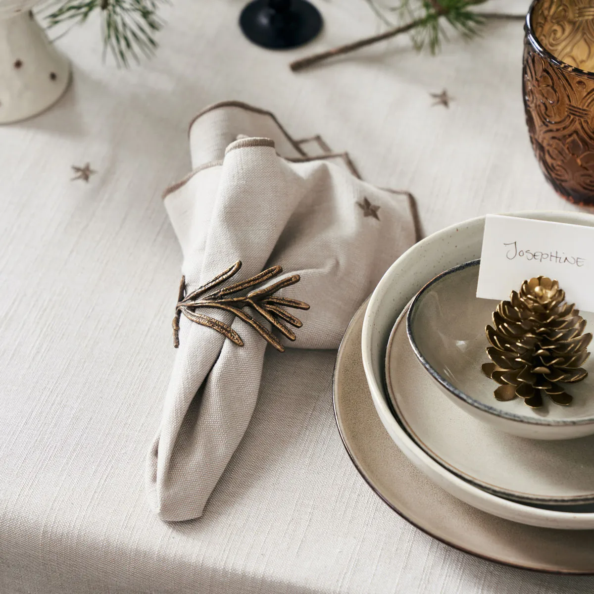 Twinkle fabric napkin 40x40 cm 4-pack, Taupe House Doctor