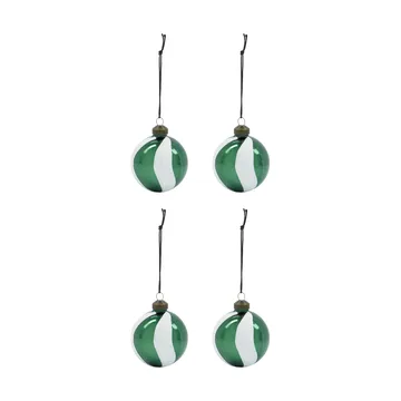Twister Christmas tree bauble Ø6 cm 4-pack - Green-white - House Doctor