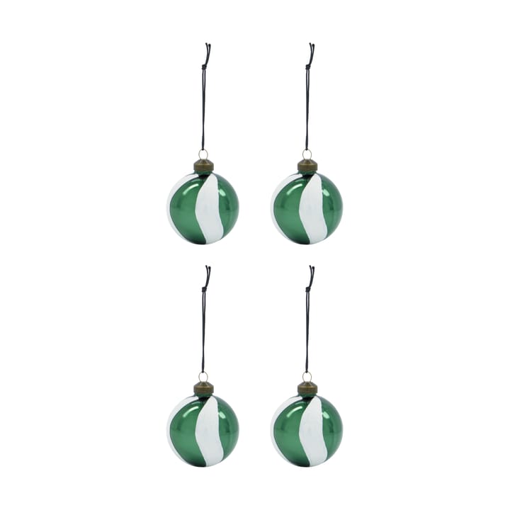 Twister Christmas tree bauble Ø6 cm 4-pack - Green-white - House Doctor